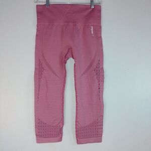 Gymshark Women's Perforate Mid Rise Yoga Workout Compression Leggings Soft Pink
